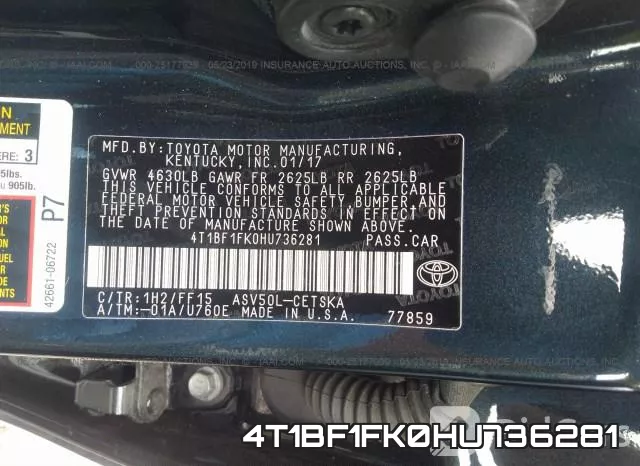 4T1BF1FK0HU736281 фото 10