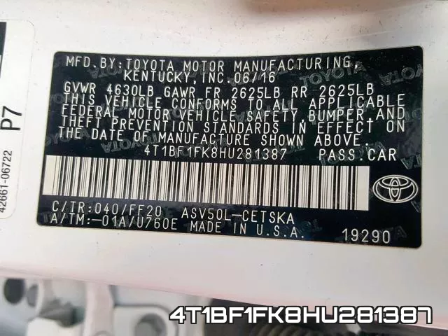 4T1BF1FK8HU281387 фото 2