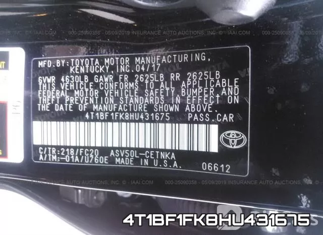 4T1BF1FK8HU431675 фото 10