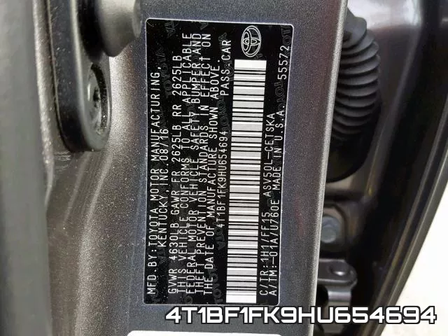 4T1BF1FK9HU654694 фото 2