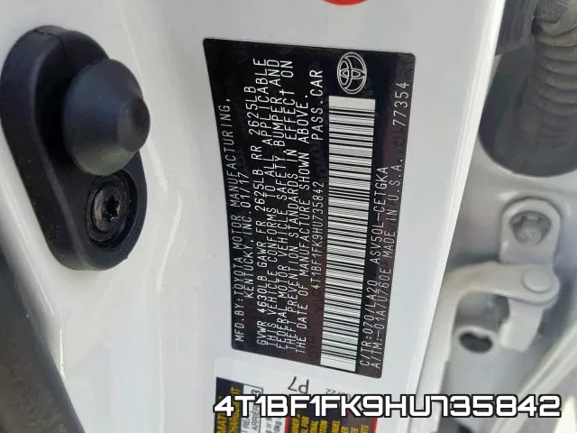 4T1BF1FK9HU735842 фото 2