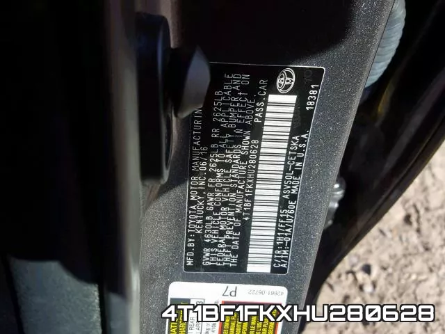 4T1BF1FKXHU280628 фото 2