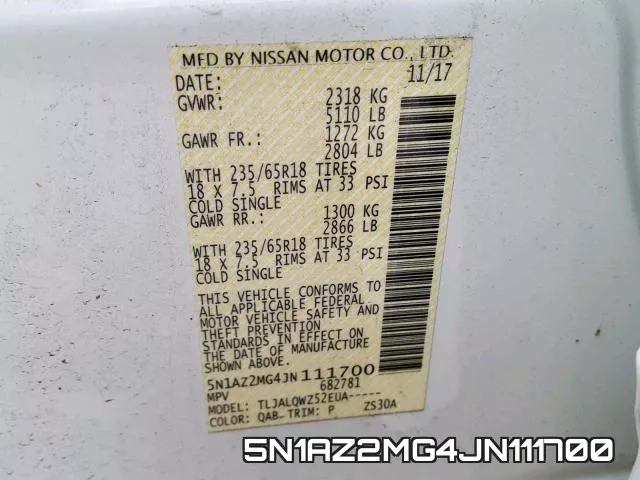 5N1AZ2MG4JN111700 фото 2