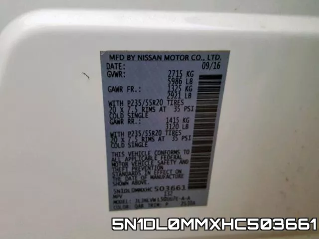 5N1DL0MMXHC503661 фото 2