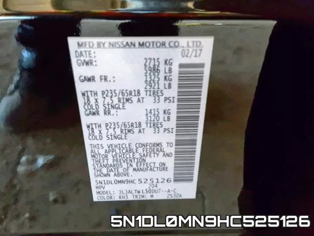 5N1DL0MN9HC525126 фото 2