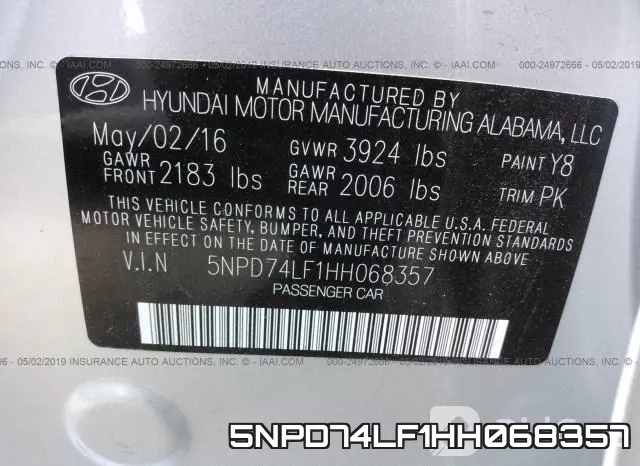5NPD74LF1HH068357 фото 10