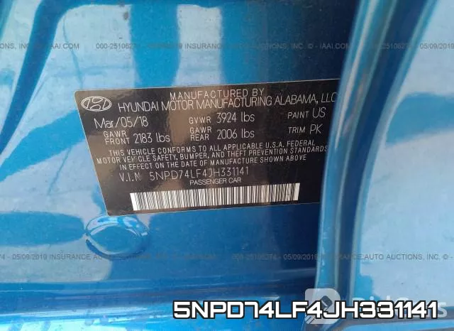 5NPD74LF4JH331141 фото 10