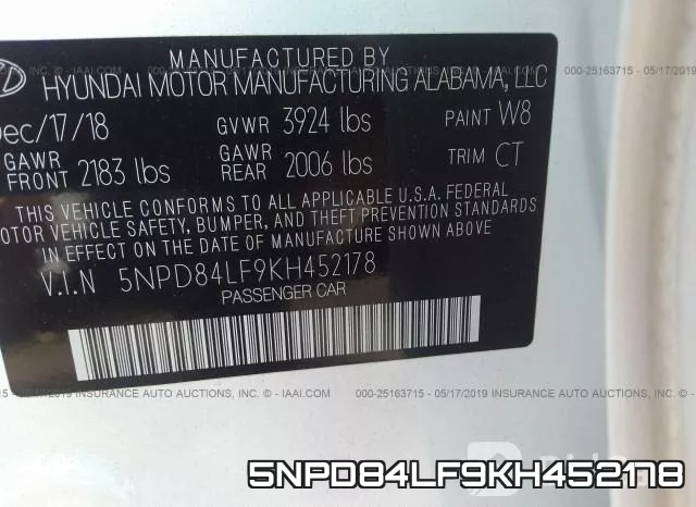 5NPD84LF9KH452178 фото 10