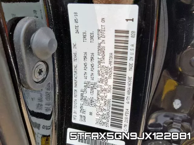 5TFAX5GN9JX122881 фото 2