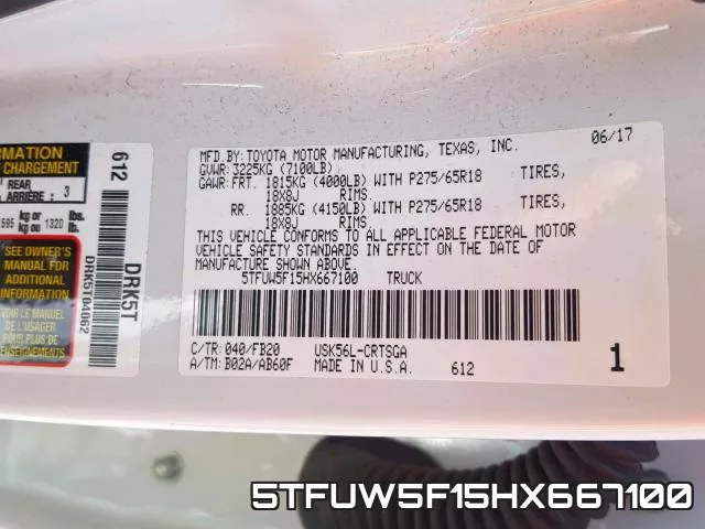 5TFUW5F15HX667100 фото 2