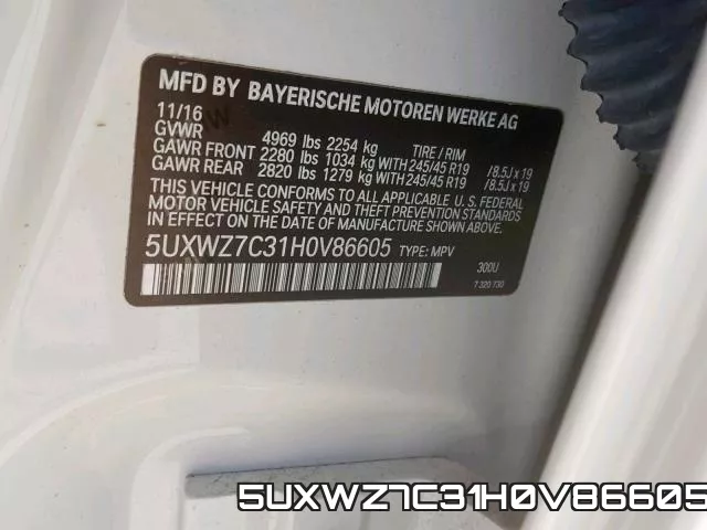 5UXWZ7C31H0V86605 фото 2