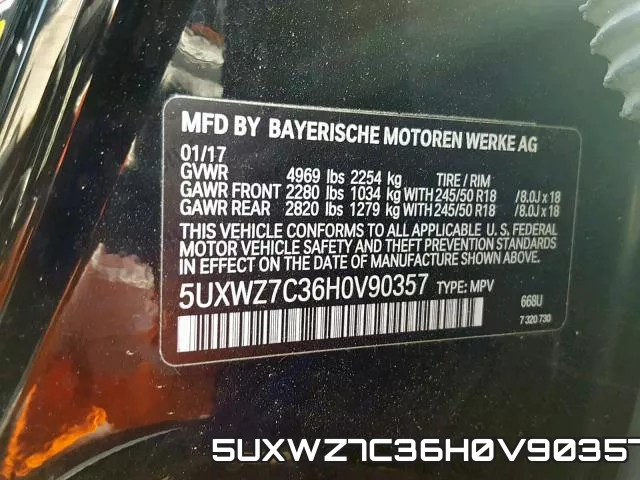 5UXWZ7C36H0V90357 фото 2