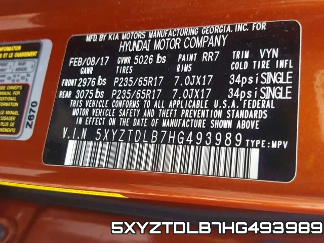 5XYZTDLB7HG493989 фото 2