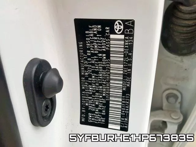 5YFBURHE1HP673835 фото 2
