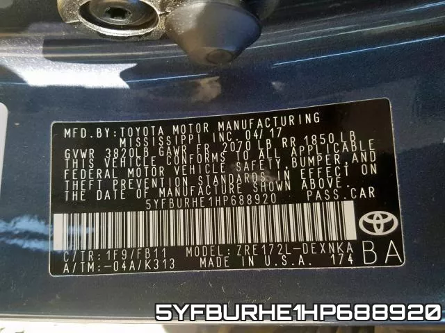 5YFBURHE1HP688920 фото 2