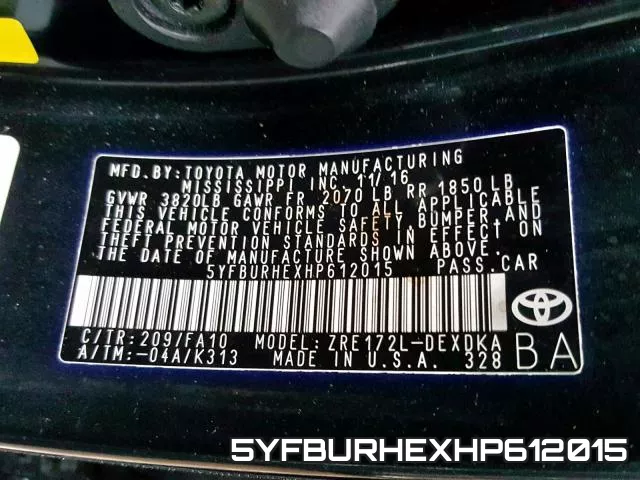 5YFBURHEXHP612015 фото 2