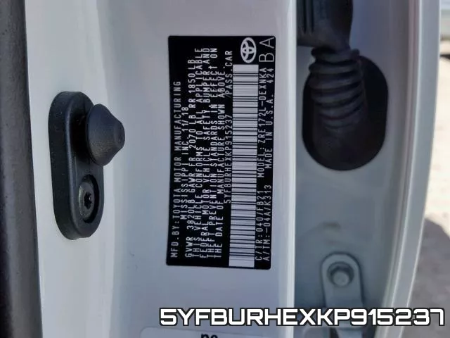 5YFBURHEXKP915237 фото 2