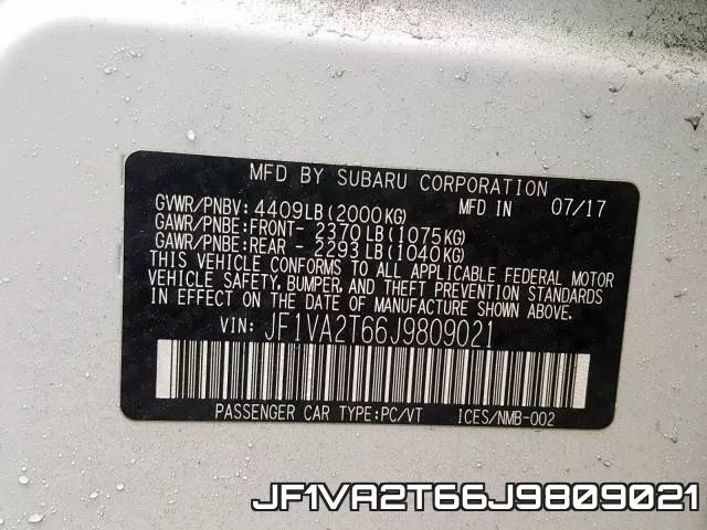 JF1VA2T66J9809021 фото 2