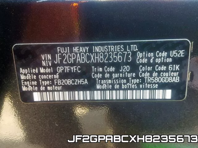 JF2GPABCXH8235673 фото 2