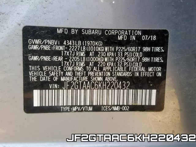 JF2GTAAC6KH220432 фото 2