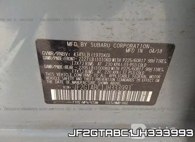 JF2GTABC1JH333993 фото 10