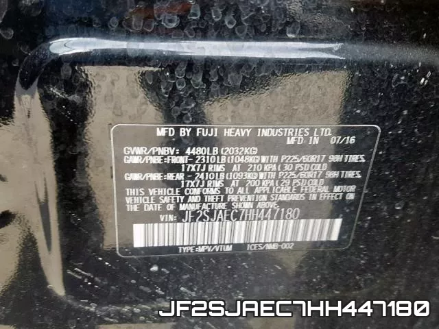 JF2SJAEC7HH447180 фото 2