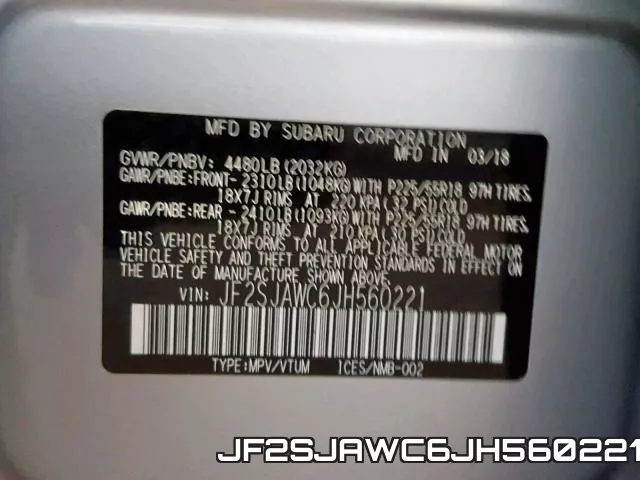JF2SJAWC6JH560221 фото 2