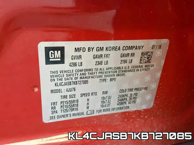 KL4CJASB7KB727085 фото 2