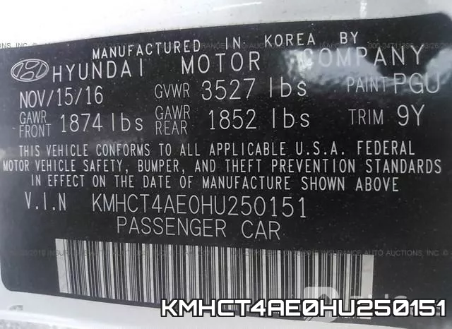 KMHCT4AE0HU250151 фото 10