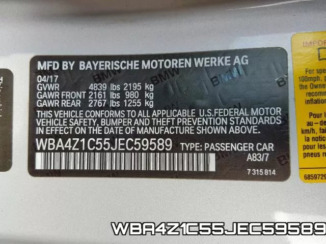 WBA4Z1C55JEC59589 фото 2