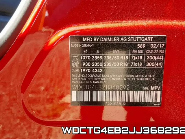 WDCTG4EB2JJ368292 фото 2