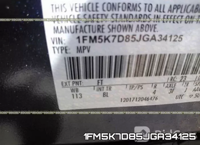 1FM5K7D85JGA34125 фото 10
