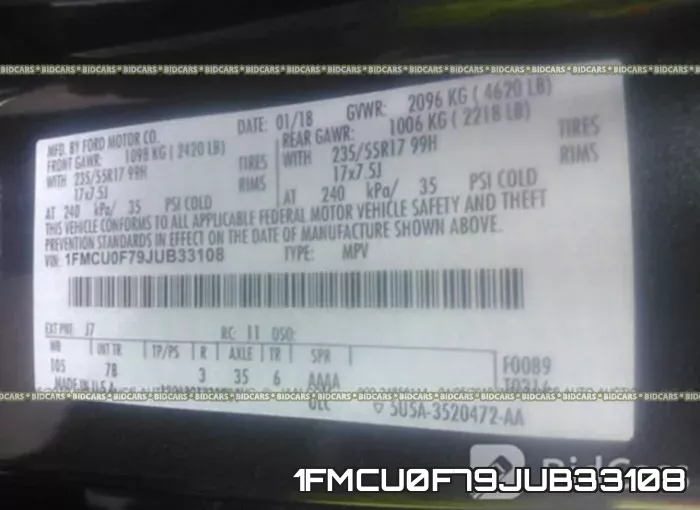 1FMCU0F79JUB33108 фото 10