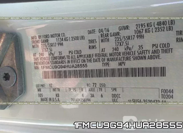 1FMCU9G94HUA28555 фото 10