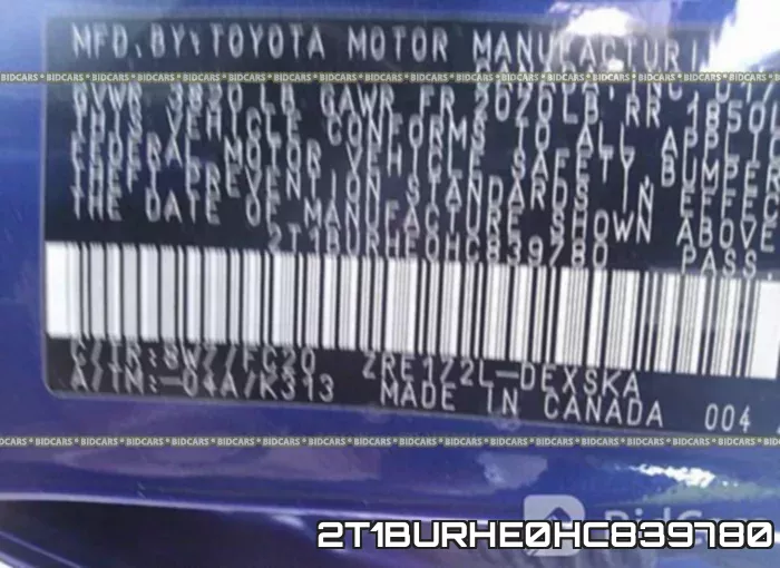 2T1BURHE0HC839780 фото 10