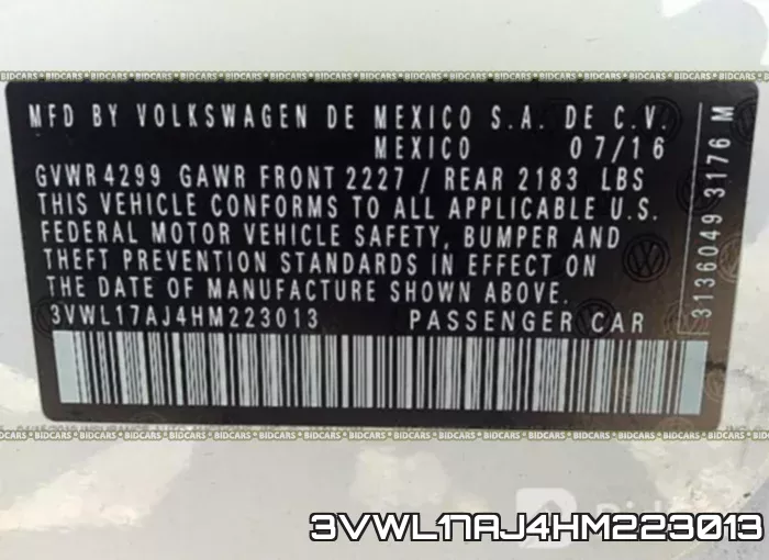 3VWL17AJ4HM223013 фото 10