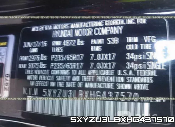 5XYZU3LBXHG437570 фото 10