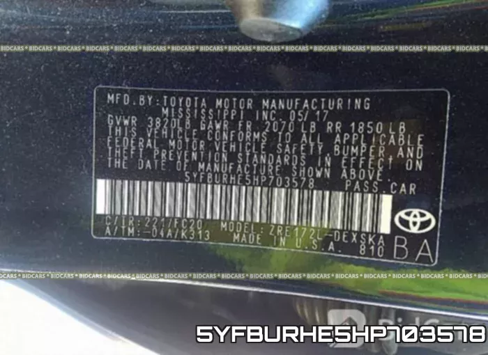 5YFBURHE5HP703578 фото 10