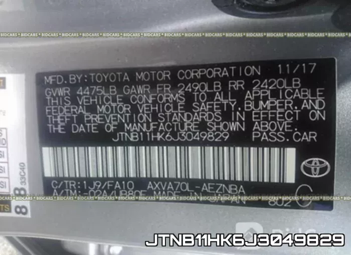JTNB11HK6J3049829 фото 10