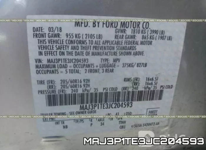 MAJ3P1TE3JC204593 фото 10