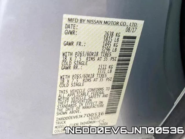 1N6DD0EV6JN700536 фото 2