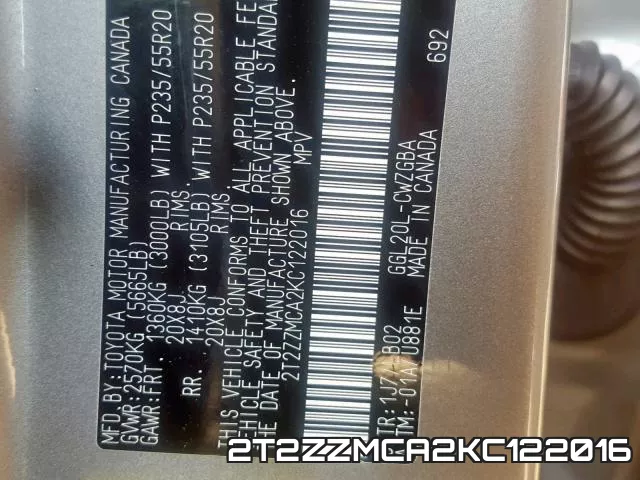 2T2ZZMCA2KC122016 фото 2
