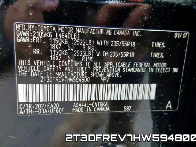 2T3DFREV7HW594800 фото 2