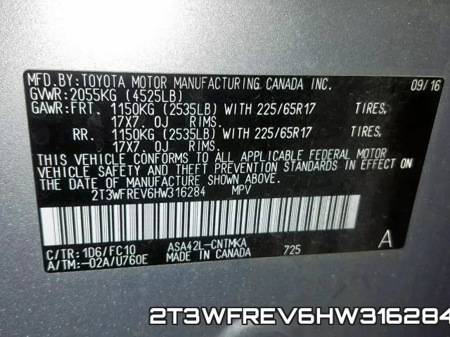 2T3WFREV6HW316284 фото 2