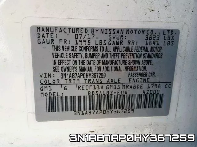 3N1AB7AP0HY367259 фото 2
