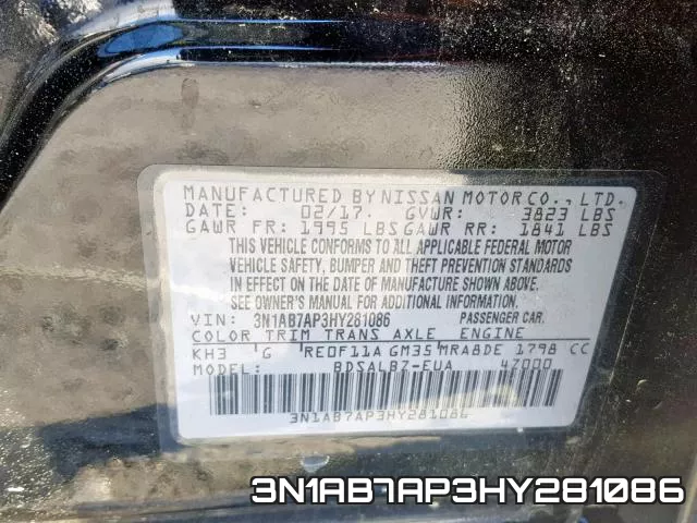 3N1AB7AP3HY281086 фото 2