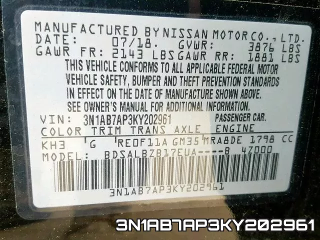 3N1AB7AP3KY202961 фото 2
