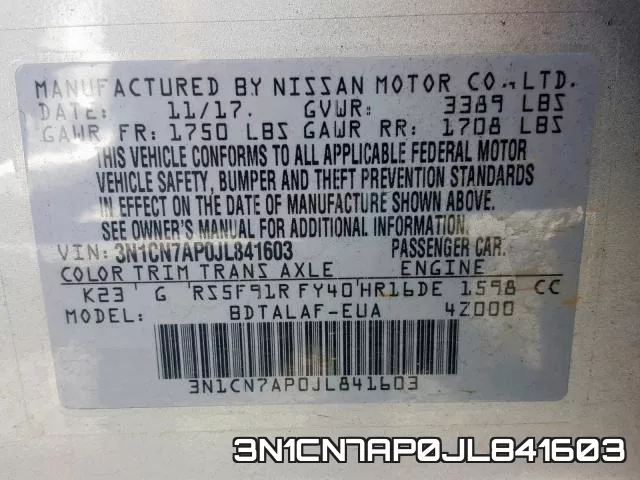 3N1CN7AP0JL841603 фото 2