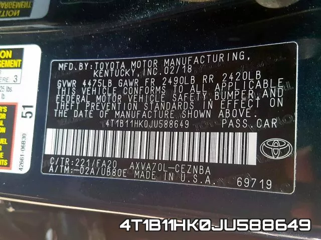 4T1B11HK0JU588649 фото 2