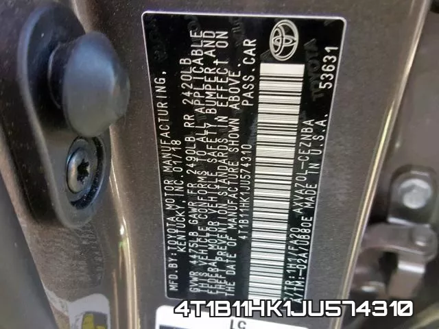 4T1B11HK1JU574310 фото 2